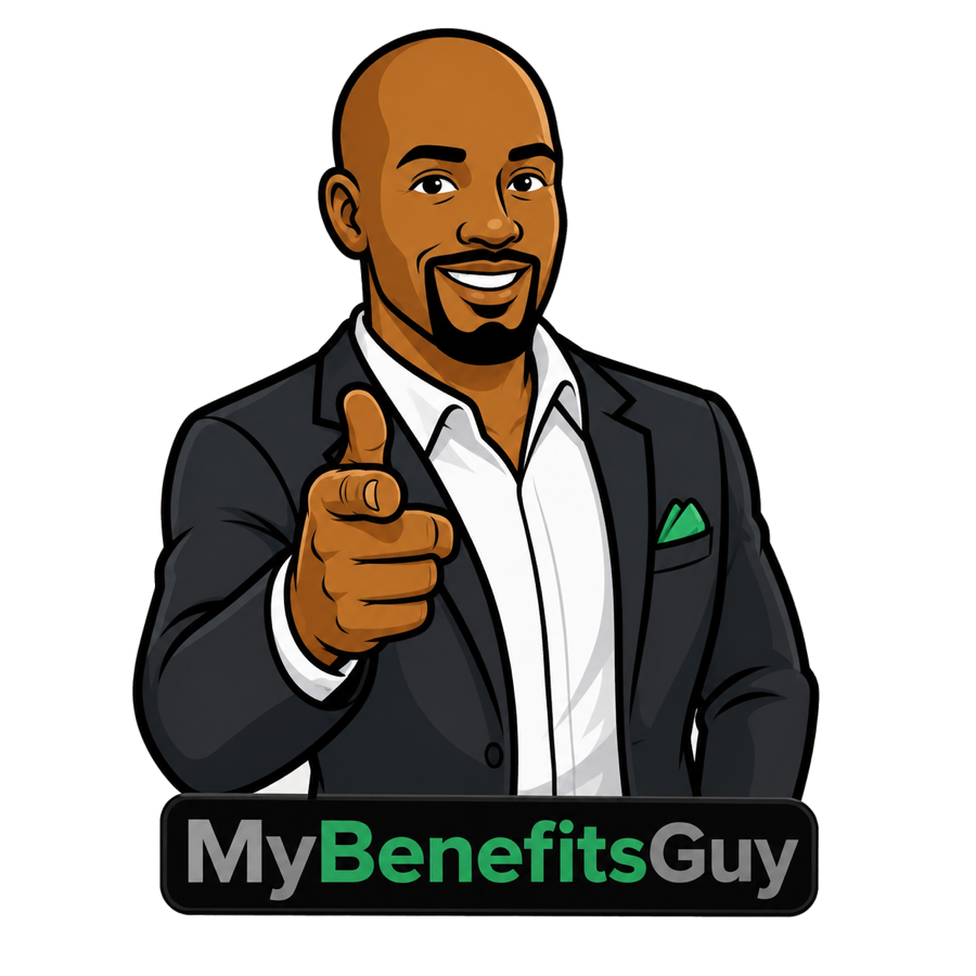 MyBenefitsGuy — The Guy, snap-and-point pose
